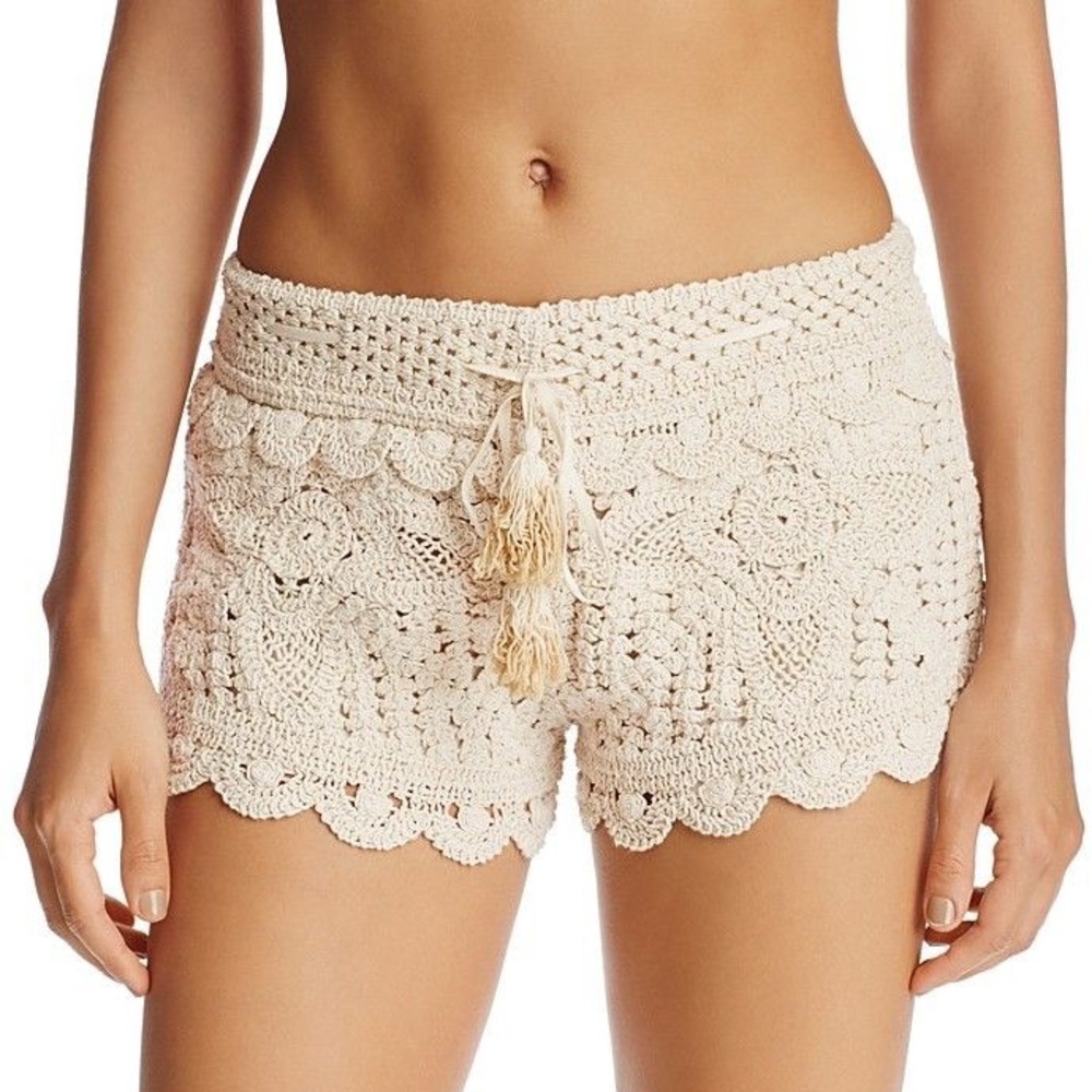 Cream colored Surf Gypsy Crochet Shorts